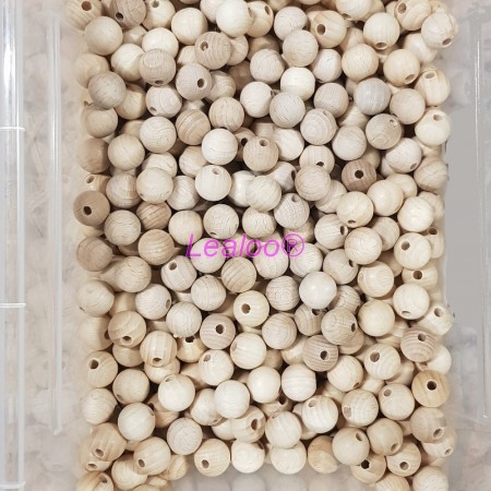Set aus 100 durchgebohrten Kugeln aus Buchenholz, Durchmesser 12 mm, Loch 3 mm