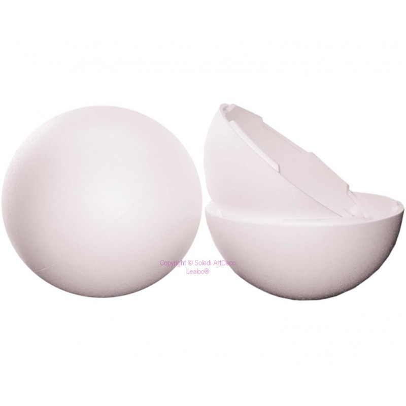 Lot de 2 Grandes Boules polystyrène séparables diamètre 50 cm, Sphères creuses sécables en Styropor blanc densité pro