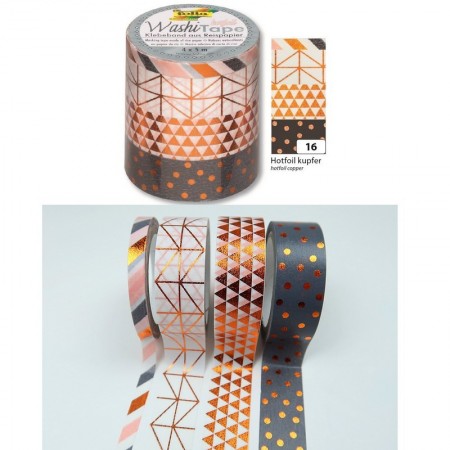 Lot de 4 Rubans Washi Tape en Papier de riz autocollant 4 x10 m, Coloris au choix, pour scrapbooking