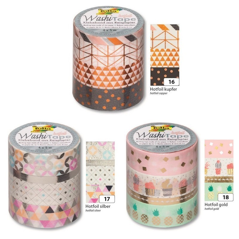 Lot de 4 Rubans Washi Tape en Papier de riz autocollant 4 x10 m, Coloris au choix, pour scrapbooking