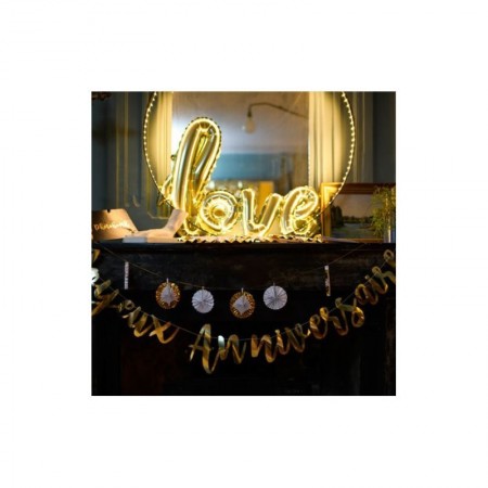 Grand Ballon aluminium Mylar Love couleur Doré, dim.1,04 m x 67,6 cm, ballon doré gonflable mariage