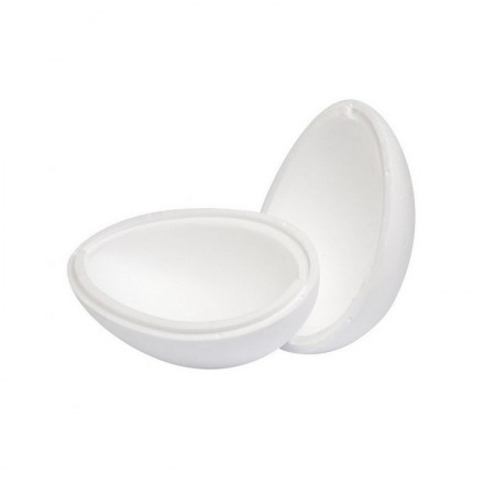 Lot de 2 Oeufs polystyrène de 16 cm de haut, Séparables, Styropor blanc densité supérieure
