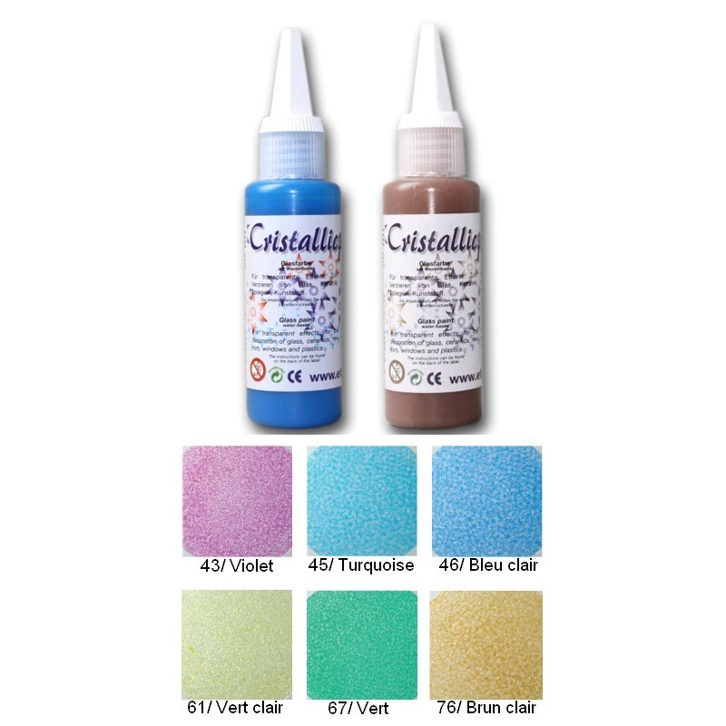 Cristallicpaint Peinture effet de Transparence, flacon de 50 ml coloris au choix, pour verre céramique miroir