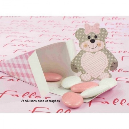 Planche de 12 marques places papier cartonné Teddy l'Ourson brun et coeur bleu