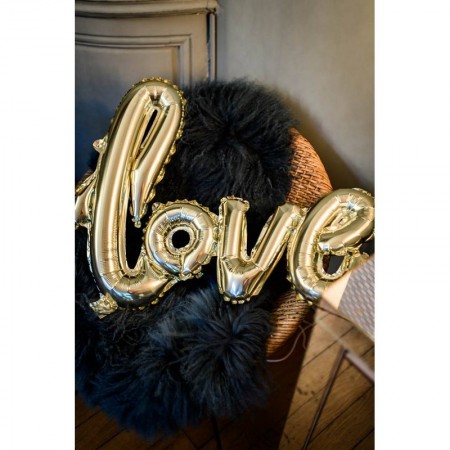 Grand Ballon aluminium Mylar Love couleur Doré, dim.1,04 m x 67,6 cm, ballon doré gonflable mariage
