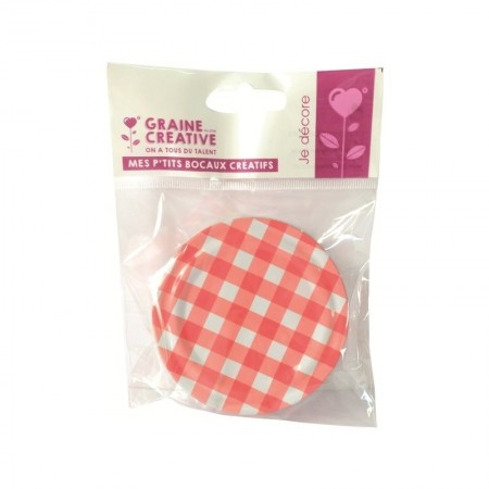 Couvercle métallique rouge à pois blanc avec trou pour paille, pour bocal en verre à visser