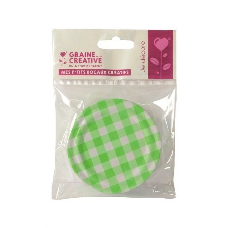 Couvercle métallique Vert à rayures blanches diam. 7cm, pour bocal en verre à visser