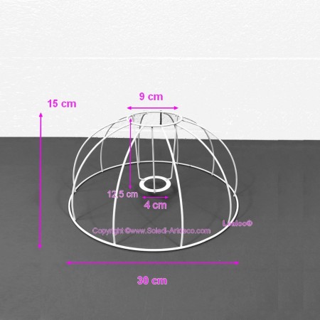 Carcasse Abat-Jour Cloche 30 cm, Armature Dôme 8 branches en epoxy anticorrosion, pour E27