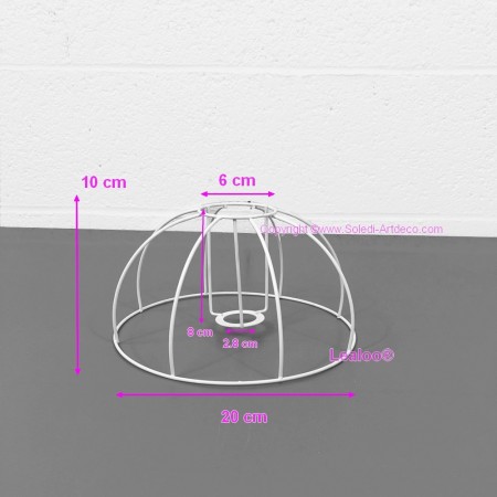 Petite Carcasse Abat-Jour Cloche 20 cm, Armature Dôme 8 branches en epoxy anticorrosion, pour E14