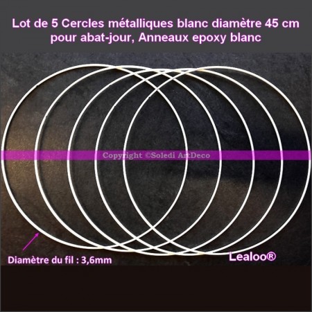 Set aus 5 weißen Metallringen Durchmesser 40 cm für Lampenschirm, Epoxidringe für Traumenfänger