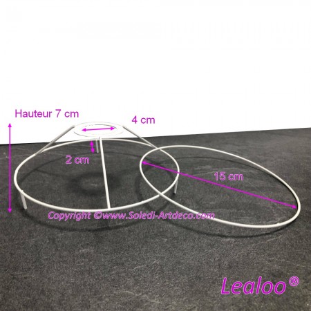 Set d'Ossature avec pieds, Ø 15 cm pour abat-jour, Tête ronde avec pieds et anneau en epoxy blanc, pour Douille E27, 40mm