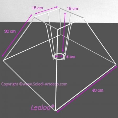 Korpus Lampenschirm Pyramide 40x15x30 cm, Armatur Viereck 4 Äste Antikorrosion Epoxy, für E27