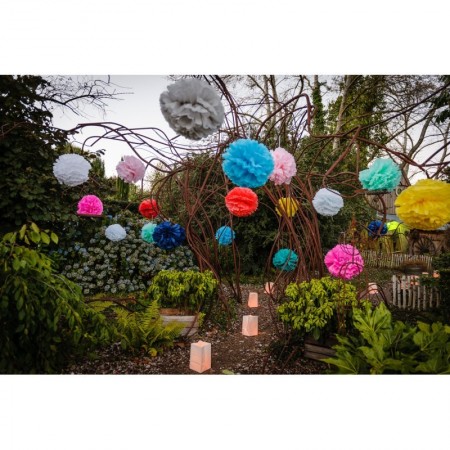Lot de 3 pompons en papier de soie Menthe, 20, 30 , 40 cm, à suspendre