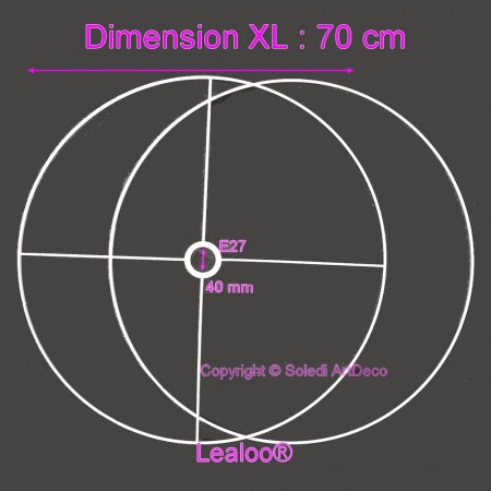 Set von Rahmen Durchm. 70cm für Lampenschirm, große runde Ringe Epoxy weiß, für Lampenfassung 40mm E27