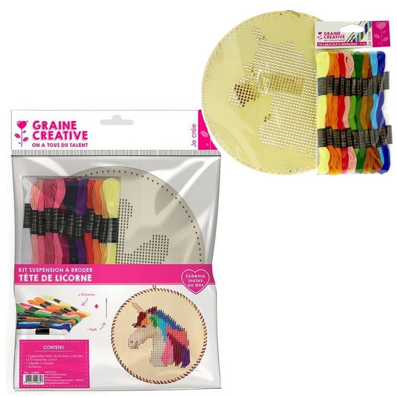 Kit suspension à border Tête de Licorne en Bois, Ø 22 cm, à suspendre 