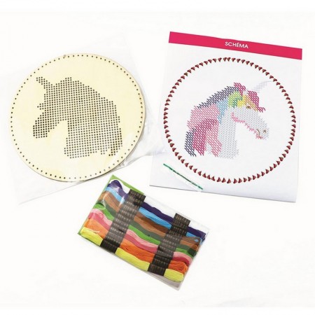 Kit suspension à border Tête de Licorne en Bois, Ø 22 cm, à suspendre 