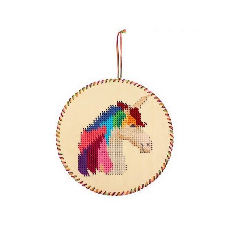 Kit suspension à border Tête de Licorne en Bois, Ø 22 cm, à suspendre 