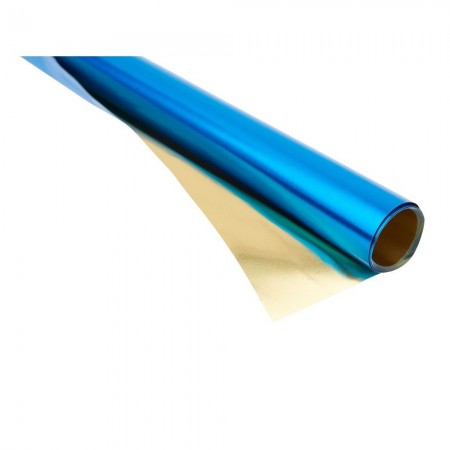 Feuille Aluminium 2 couleurs, 1 face Bleu x 1 face Or, 50 x 78 cm