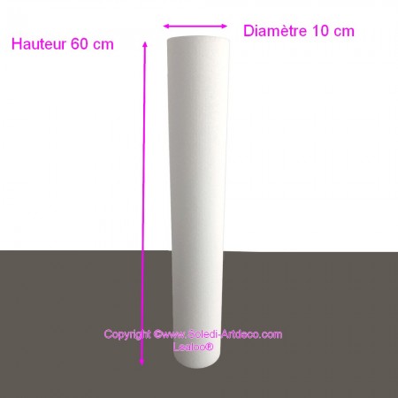 Cylindre en polystyrène 10 x 60 cm, Colonne en Styropor blanc pour présentoir, de densité Pro, 28 kg/ m3