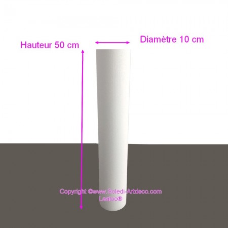 Cylindre en polystyrène diam. 10 x haut. 50 cm, Colonne en Styropor blanc pour présentoir, de densité Pro, 28 kg/ m3