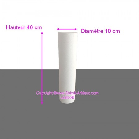 Cylindre en polystyrène diam. 10 x haut. 40 cm, Colonne en Styropor blanc pour présentoir, de densité Pro, 28 kg/ m3