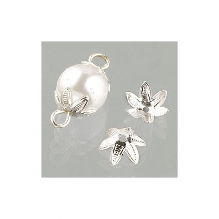 Lot de 20 Calottes pour perles Argenté, coupelles de Ø 1 cm, création de bijoux