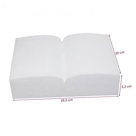 Open polystyrene book, size 20.5 cm x thickness. 5 cm, higher density to customize