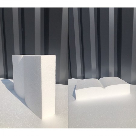 Offenes Styroporbuch, Größe 20,5 cm x Dicke. 5 cm, höhere Dichte zum Anpassen