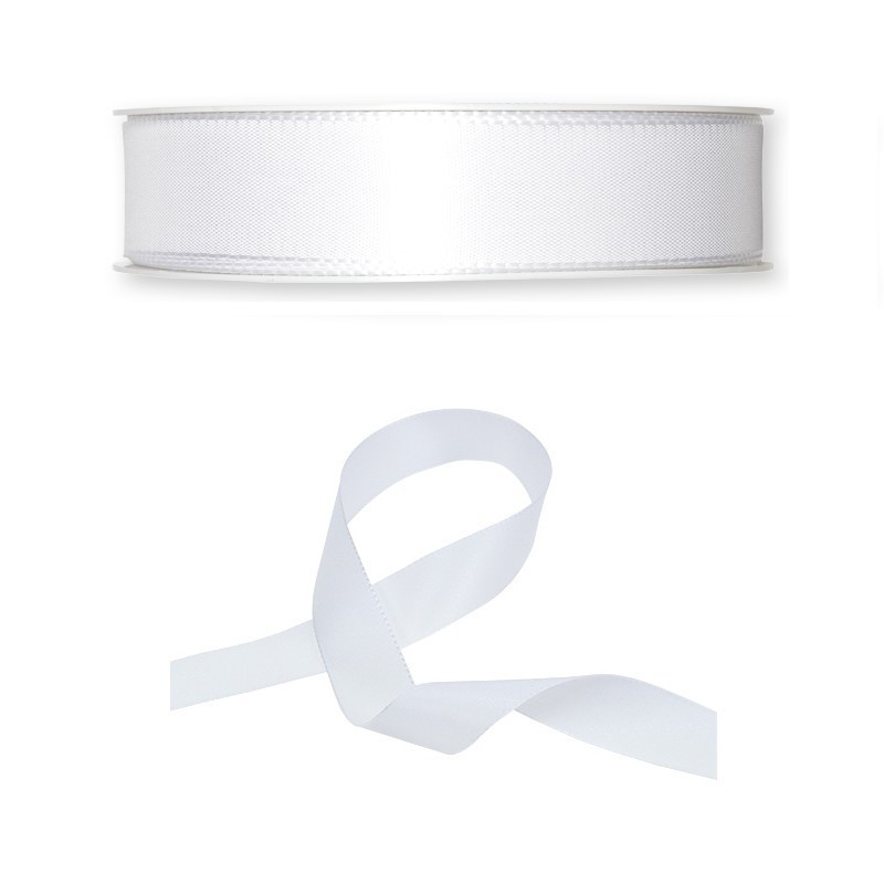 Ruban en Satin simple face, Crème, largeur 40 mm, longueur 29 m, rouleau décoratif