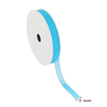 Ruban Organza Turquoise, bordure brodée, largeur 6 mm, longueur 28 m, rouleau décoratif