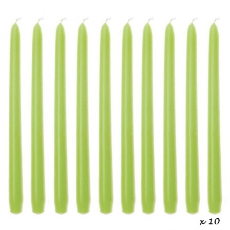 10 Bougies Vert anis Chandelier 25 cm, Bougie flambeau, diam. de base 2,2cm