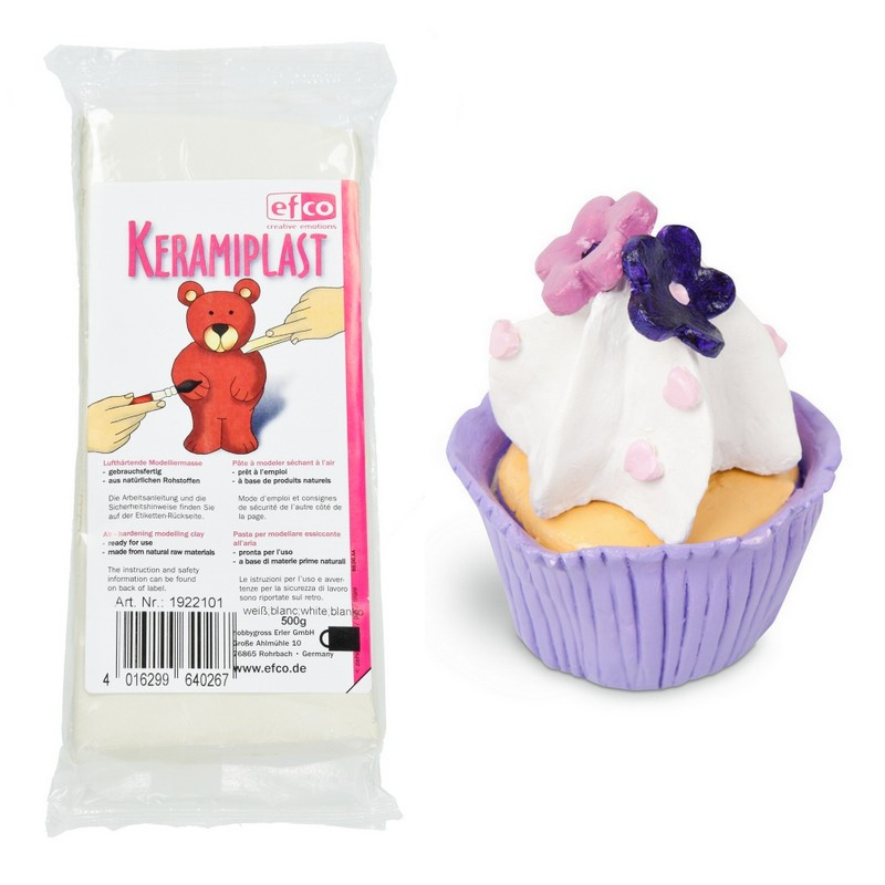 Pâte à modeler effet Terre cuite Blanche séchant à l'air, Keramiplast 500 g, effet glaise