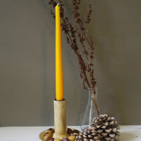 10 Bougies Jaune Chandelier 25 cm, Bougie flambeau, diam. de base 2,2cm
