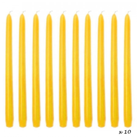 10 Bougies Jaune Chandelier 25 cm, Bougie flambeau, diam. de base 2,2cm