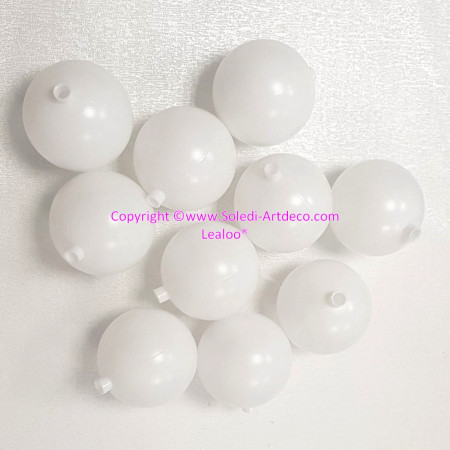 Lot de 10 Boules en plastique blanc, diam. 7 cm, avec avec ouverture Ø 8 mm pour fixation