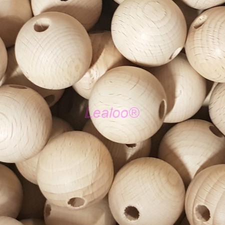 Set aus 25 durchgebohrten Kugeln aus Buchenholz, Durchmesser 50 mm, Loch 8 mm