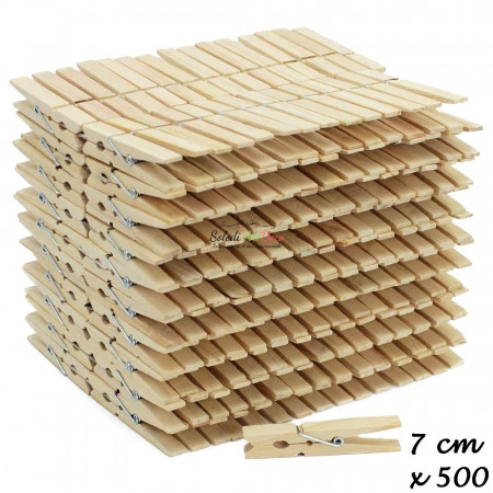 Gros lot de 500 Pinces à linge en bois brut, long. 7 cm, larg. 1 cm, à customiser