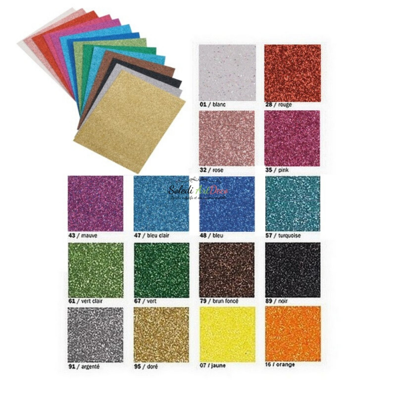 Feuille caoutchouc mousse thermoformable pailletée, 20 x 30 cm, ép. 2 mm, créasoft