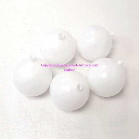 Lot de 5 Boules en plastique blanc, diam. 15 cm, avec ouverture Ø 12 mm pour fixation