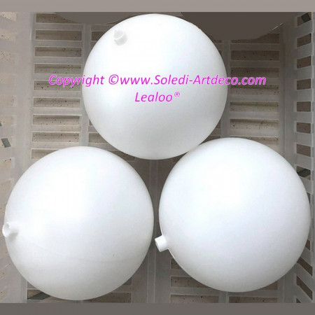Set aus 3 grosse Weiße Kunststoffkugeln mit Stutzen, Durchmesser 20 cm, Öffnung 15 mm