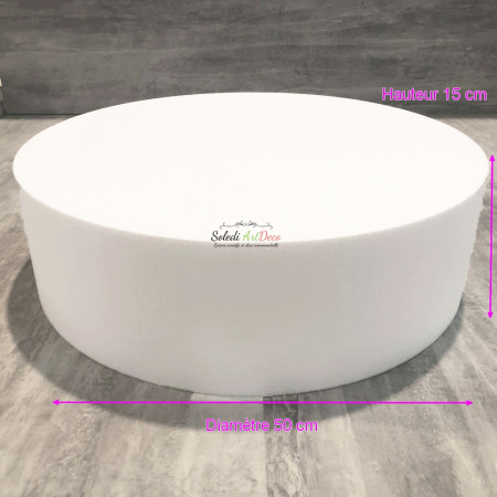 Disque épaisseur 15 cm, diamètre 50 cm, polystyrène pro haute densité, 28 kg/ m3