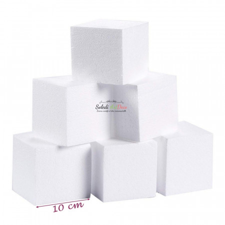 Set aus 6 kleinen Styroporform Quadrat, Dicke. 10 cm x 10 cm, quadratische Stütze zum Dekorieren