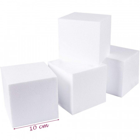 Lot de 6 petits blocs en Polystyrène, épaisseur. 10 cm x 10 cm, cubes support carré à décorer
