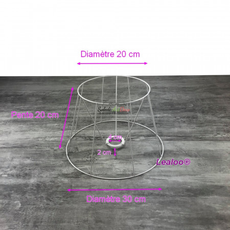 Carcasse Abat-Jour Tambour 30 cm, Armature Cone 8 branches en epoxy anticorrosion, pour E27