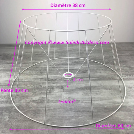 Gestell Trommelform Lampenschirm 60 cm, Kegel 10 Äste Antikorrosion Epoxy, für E27 mit Stecknuss 38 mm