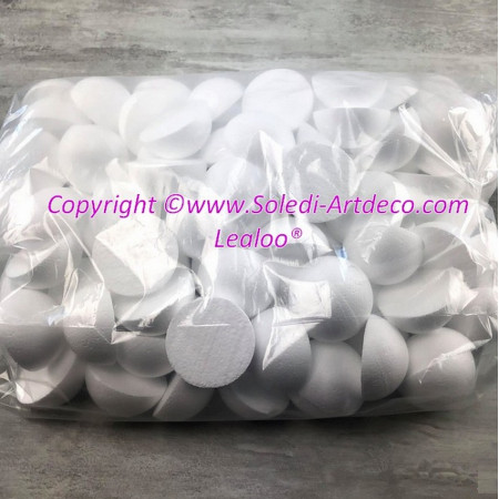 Lot 50 demi Boules polystyrène diamètre 6cm/60mm, Dôme plein en Styro blanc