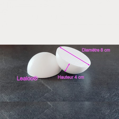 Set aus 3 Halbkugeln 8 cm Durchmesser, Volle Kuppeln in Styropor 4 cm hoch