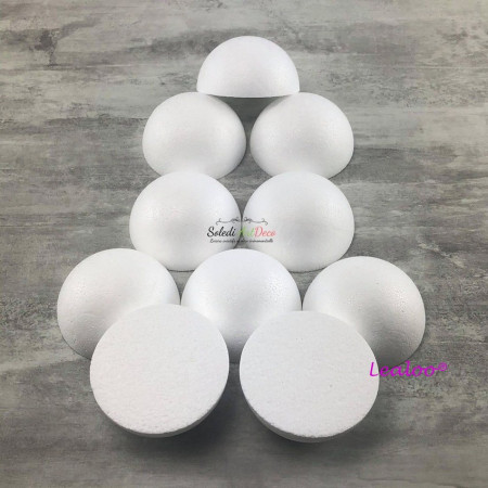 Set aus 10 Halbkugeln 8 cm Durchmesser, Volle Kuppeln in Styropor 4 cm hoch