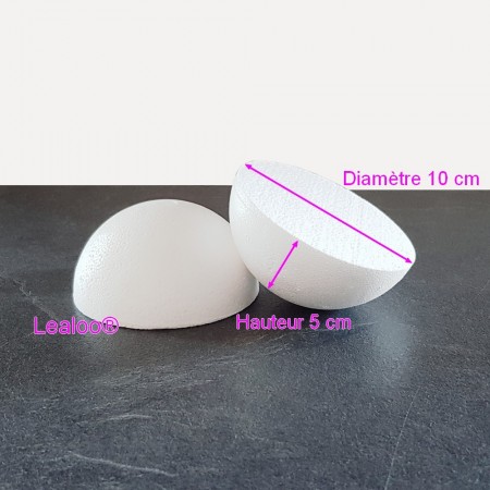 Lot de 3 Demi-Sphères de 8 cm de diamètre, Dômes pleins en polystyrène de 4cm de haut