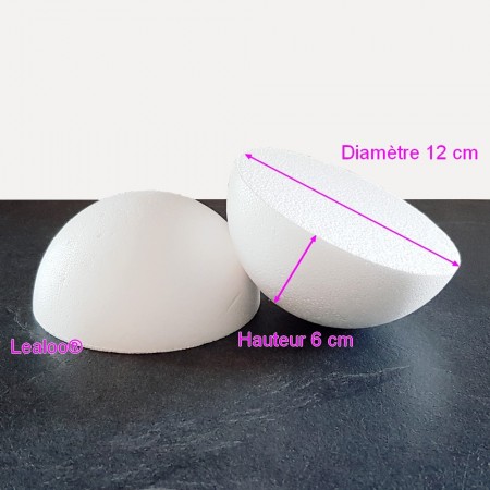 Set aus 3 Halbkugeln 10 cm Durchmesser, Volle Kuppeln in Styropor 5 cm hoch
